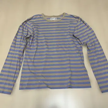 아네스베 보더 롱 셔츠 라벤더 x 베이지