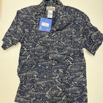 patagonia 물고기 패턴 반팔 셔츠 네이비