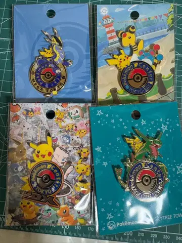 포켓몬 4세트 포켓몬 센터 로고 핀즈 피카츄 뮤우