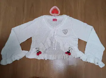 BABY 흔들흔들 딸기 하트 시스루 볼레로 오프화이트