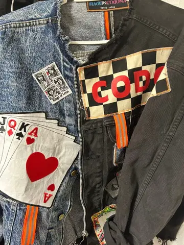 패치워크 디자인 데님 자켓