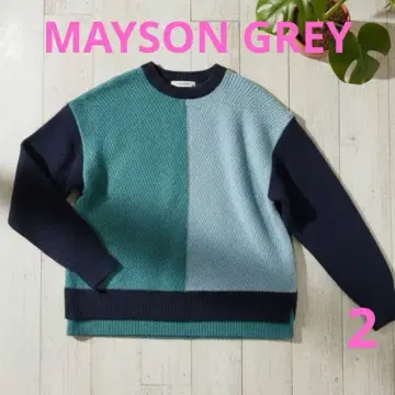 MAYSON GREY 메이슨 그레이 배색 절개 바이컬러 니트 스웨터