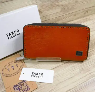 새상품 다케오 키쿠치 카드 케이스 멀티 케이스 지갑 이탈리아 가죽 카멜