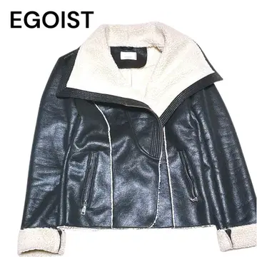 EGOIST 인조 가죽 무스탕 자켓 블랙 보아 M 헤이세이 y2k