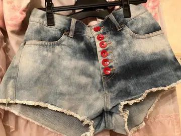 데님 버튼 프론트 숏팬츠