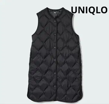 유니클로 울트라 라이트 다운 롱 베스트 M 블랙 파우치 포함 L