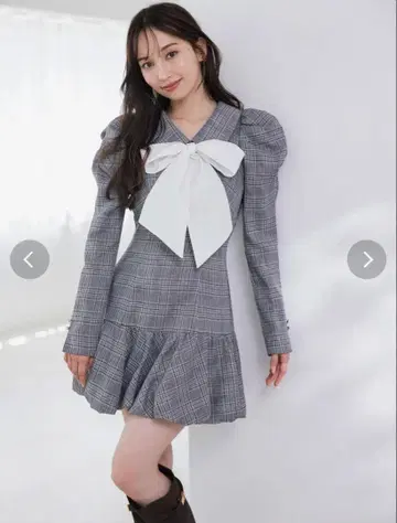 dazzlin 벌룬 체크 원피스