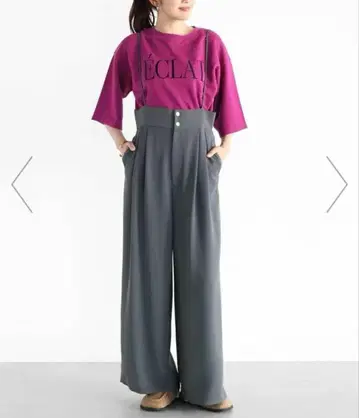 스트랩 하이웨스트 팬츠 차콜 그레이