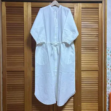 [ 새상품 ] grin 화이트 셔츠 원피스 긴팔 허리 리본