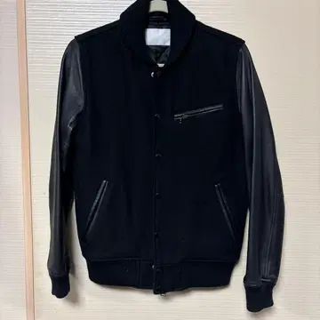 URBAN RESEACH 멜톤/UK 램 가죽 바시티 자켓 블랙