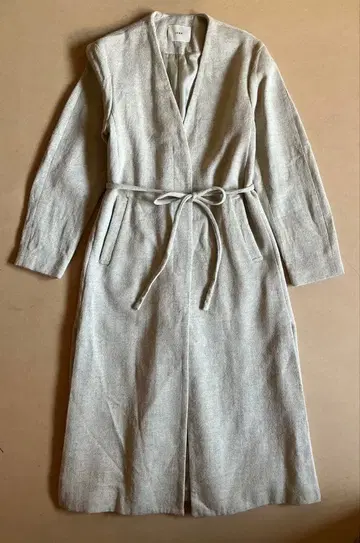 IENA 롱 노카라 울 코트