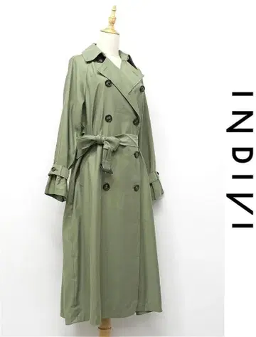 A399/새상품급 INDIVI 트렌치코트 스프링 코트 38 그린 봄/가을