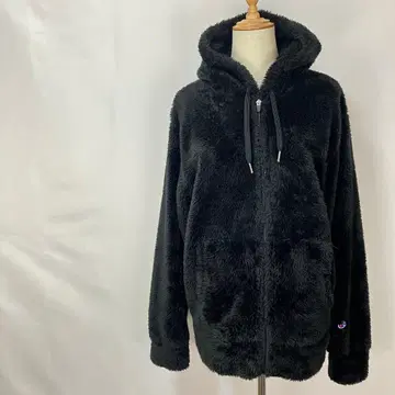 Champion 아우터 보아 플리스 지퍼 원 포인트 블랙 L