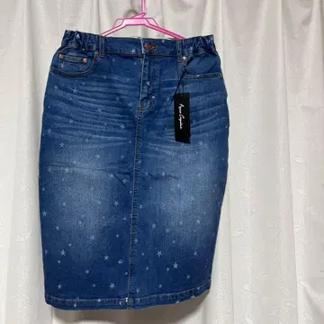 앙코키누 오리지널 스타 프린트 데님 타이트 스커트 라이트 블루 M