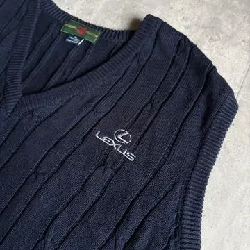 [ 90s 빈티지 ] 레어 LEXUS 니트 베스트 코튼 자수 구제 의류