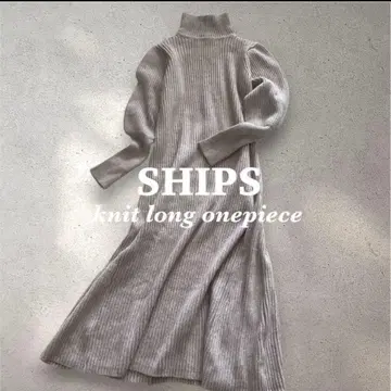 SHIPS 리브 니트 롱 원피스 프리 사이즈 퍼플