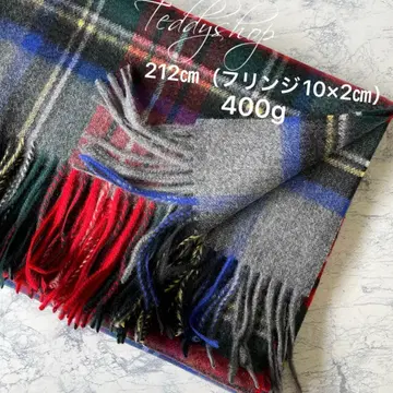 최고급 캐시미어 100% 대형 스톨 그레이 체크