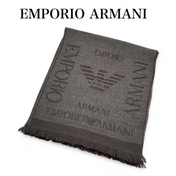 EMPORIO ARMANI 머플러 그레이 블랙 울 100 이글