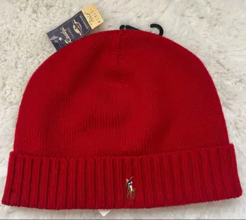 랄프 로렌 빨간색 울 니트 모자 비니