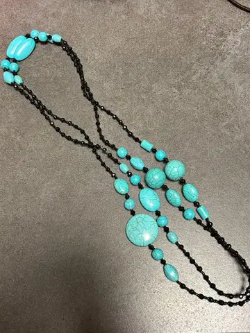 1229-39 생전 정리 터키석 터콰이즈 오닉스 목걸이