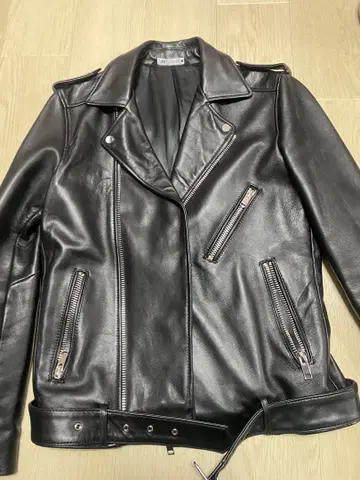 블랙 가죽 더블 라이더 자켓 M 사이즈
