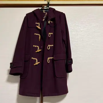 퍼플 더플 코트 후드 부착