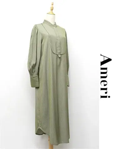 A407/새상품급 AMERI VINTAGE 롱 원피스 스트라이프 M 그린