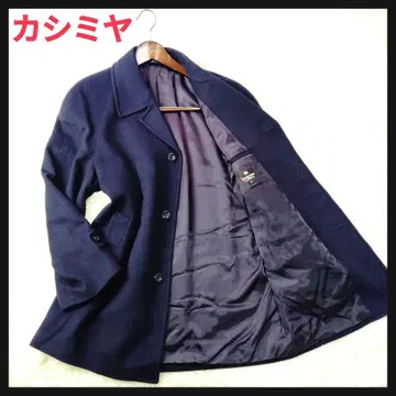 [캐시미어 거의 100%] 스탠 칼라 숏코트 네이비