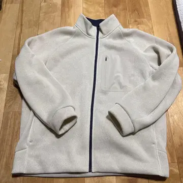 화이트 니트 플리스 자켓 XXL