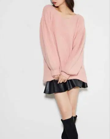 리엔다 핑크 니트탑 긴팔