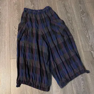 자우 울 체크 팬츠