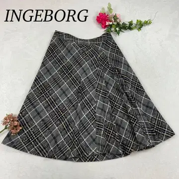 K361 INGEBORG 잉게보그 스커트 M 체크 무늬 여성용