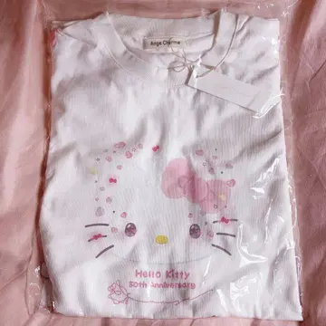 새상품 헬로키티 50주년 Ange Charme 레이스업 빅 T셔츠