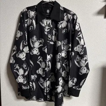 드래그 허니 스켈레톤 베어 올 패턴 셔츠 곰 긴팔