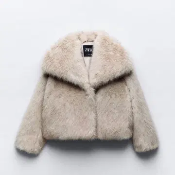 ZARA 라이트 그레이 인조 모피 자켓