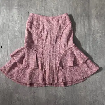 C93 EPOCA 트위드 티어드 플레어 스커트 핑크 40 일본제