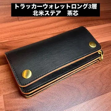 [ 트래커 월렛 롱 3층 ] 블랙 차심 골드 북미 스테아