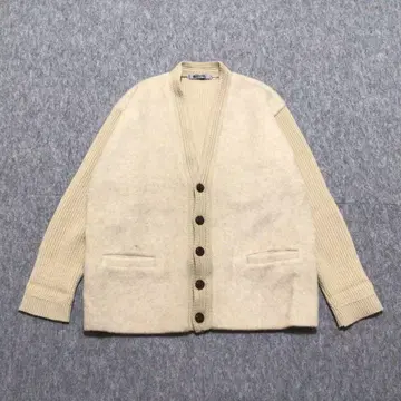 MITSUKOSHI 니트 가디건 베이지 울 호두 버튼 고급스러움