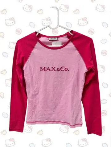 Y2K MAX&Co. 핑크 래글런 슬리브 티셔츠 S