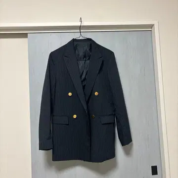 VIS 금장 버튼 테일러드 자켓 네이비 스트라이프 M 사이즈