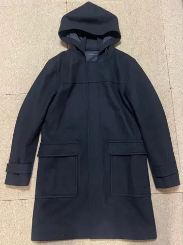 theory 후드 부착 블랙 코트