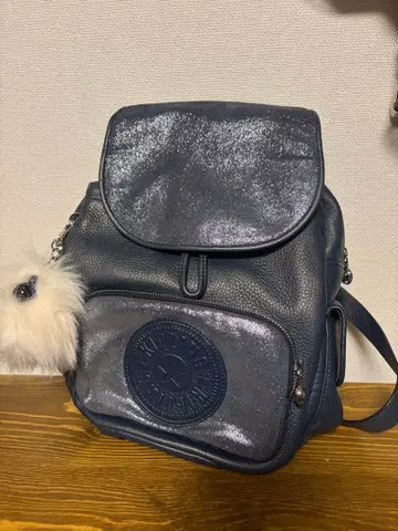 키플링 네이비 가죽 백팩