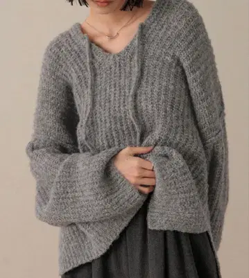 로리즈팜 멜란지 후드 니트 풀오버 미사용 새상품