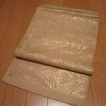 베이지 골드 컬러 자수 후쿠로 오비