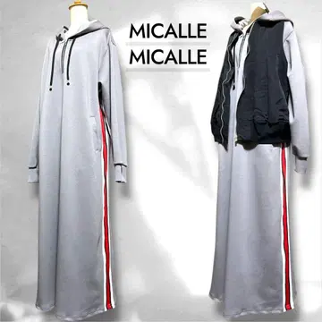 미사용 새상품 MICALLE 후드 부착 그레이 롱 볼딩 원피스