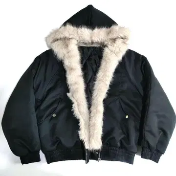 FAUX FUR HOODED BOMBER JACKET