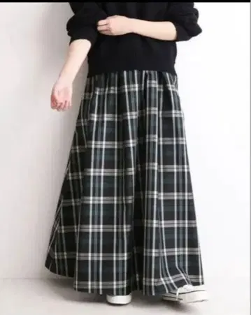 IENA 타프타 랜덤 롱 체크 무늬 플레어