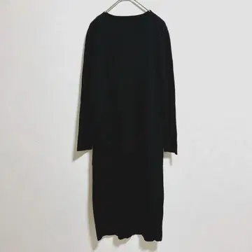 세존드파피용 니트 원피스 블랙 V넥 긴팔 리브 니트 레이온 혼방