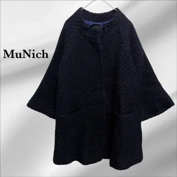 [ 뮤닉 ] 코트/아우터 스탠드 카라 울 [ F ] 네이비 일본제