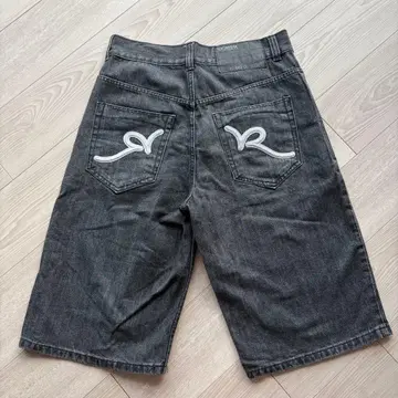 ROCAWEAR 데님 하프 팬츠 블랙 W32 자수 로고